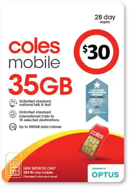 Coles Coles Mobile $30 Prepaid SIM offer
