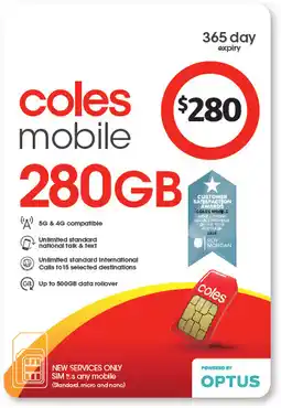 Coles Coles Mobile $280 Prepaid SIM offer
