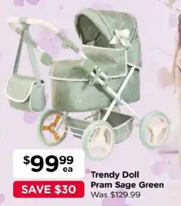Toyworld Trendy Doll Pram Sage Green offer