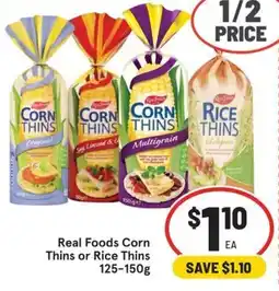 IGA Real Foods Corn Thins or Rice Thins offer