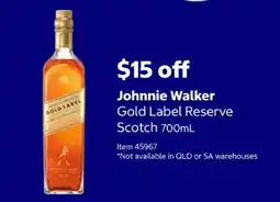 Costco Johnnie Walker Gold Label Reserve Scotch offer