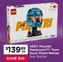 Toyworld LEGO McLaren Mastercard F1 Team Oscar Piastr Helmet offer