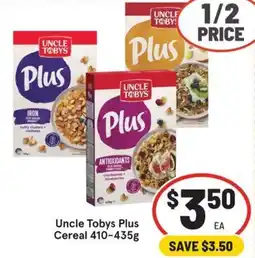 IGA Uncle Tobys Plus Cereal offer