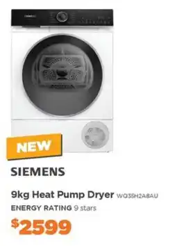 E&S Trading Siemens 9kg Heat Pump Dryer offer