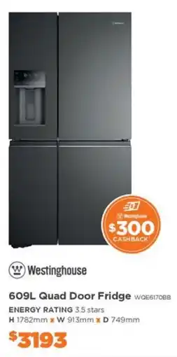 E&S Trading Westinghouse 609L Quad Door Fridge offer