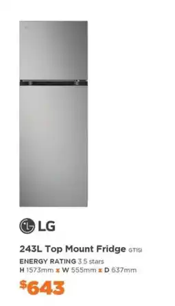 E&S Trading LG 243L Top Mount Fridge offer