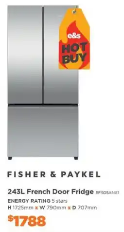 E&S Trading Fisher & Paykel 243L French Door Fridge offer