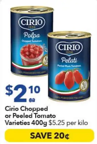 Cirio Chopped or Peeled Tomato Varieties