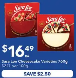 Ritchies Sara Lee Cheesecake Varieties offer
