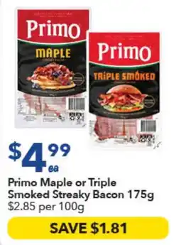 Ritchies Primo Maple or Triple Smoked Streaky Bacon offer