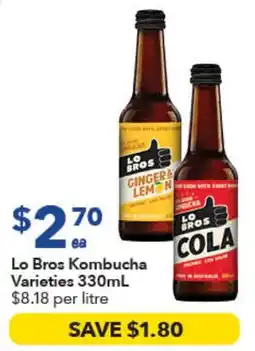 Ritchies Lo Bros Kombucha Varieties offer