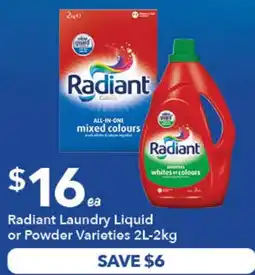 Ritchies Radiant Laundry Liquid or Powder Varieties offer