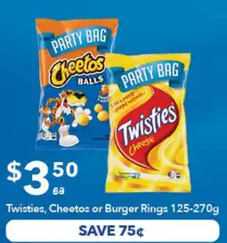Ritchies Twisties, Cheetos or Burger Rings offer