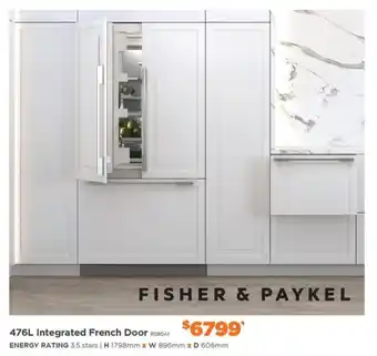 FISHER & PAYKEL 476L Integrated French Door
