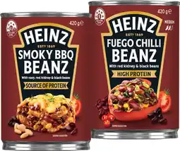 IGA Heinz Baked Beans Smoky BBQ or Fuego Chilli 420g offer