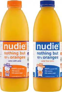 IGA Nudie Orange Juice With Pulp or Pulp Free 1 Litre offer