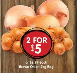 Spudshed Brown Onion 2kg Bag offer