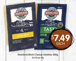 Spudshed Mainland Block Cheese Varieties offer