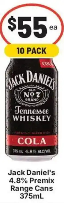Jack Daniel's 4.8% Premix Range Cans