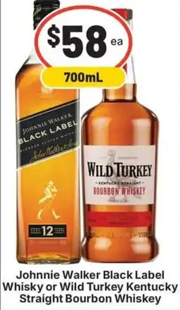 IGA Liquor Johnnie Walker Black Label Whisky or Wild Turkey Kentucky Straight Bourbon Whiskey offer