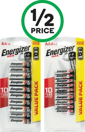 Woolworths Energizer Max AA Pk 16 or AAA Pk 14 offer