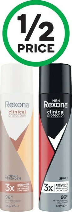 Woolworths Rexona Clinical Antiperspirant Aerosol Deodorant 180ml offer