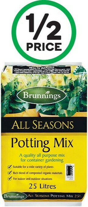 Woolworths Brunnings Pine Bark or Potting Mix 25 Litre offer