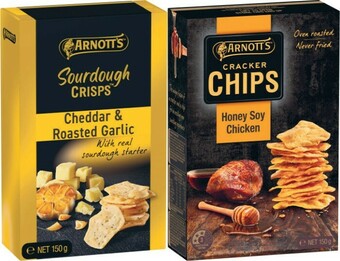 Coles Arnott’s Cracker Chips or Sourdough Crackers 150g offer