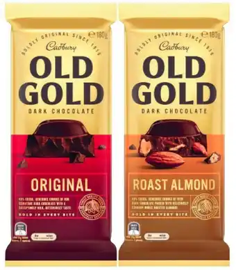 Coles Cadbury Old Gold Block Chocolate 170g-180g or Toblerone 200g offer