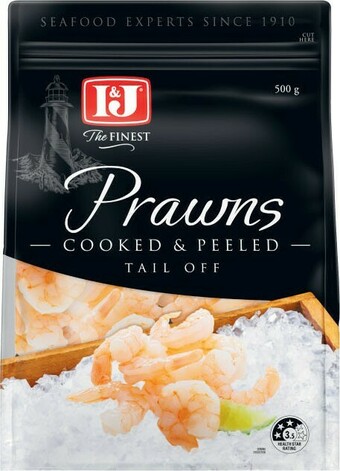 I&J Cooked & Peeled Prawns Tail Off 500g