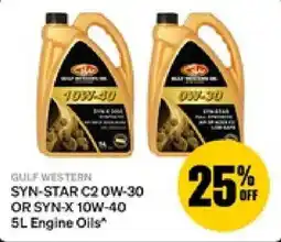 SuperCheap Auto Gulf Western SYN-STAR C2 0W-30 or SYN-X 10W-40 Engine Oils offer