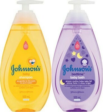 Coles Johnson & Johnson Bedtime Baby Bath or Shampoo 500mL offer