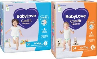 Coles BabyLove Cosifit Jumbo Nappies 54 Pack-72 Pack offer
