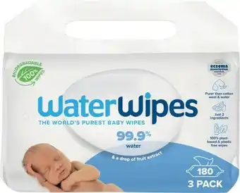 Coles Water Wipes Baby Wipes 180 Pack offer