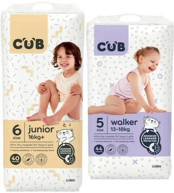 Coles CUB Unisex Nappies 40 Pack-56 Pack offer