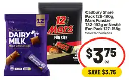 IGA Cadbury Share Pack or Mars Funsise or Nestle Fun Pack offer