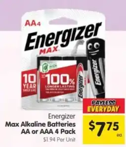 Spar Energizer Max Alkaline Batteries offer