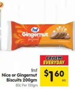 Spar fmf Nice or Gingeranut Biscuits offer