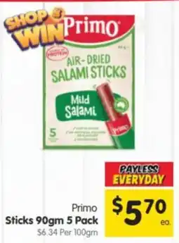 Spar Primo Air-Dried Salami Sticks Mild Salami offer