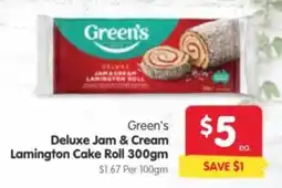 Spar Green's Deluxe Jam & Cream Lamington Cake Roll offer