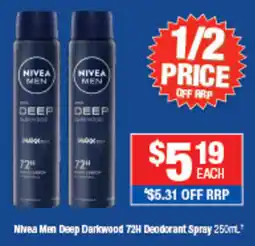 Direct Chemist Outlet Nivea Men Deep Darkwood Deodorant Spray offer