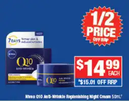Direct Chemist Outlet Nivea Q10 Anti-Wrinkle Replenishing Night Cream offer
