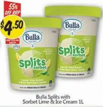 Bulla Splits with Sorbet Lime & Ice Cream