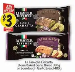 NQR La Famiglia Ciabatta Stone Baked Garlic Bread offer