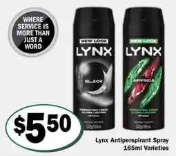 Friendly Grocer Lynx Antiperspirant Spray Varieties offer