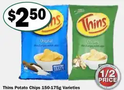 Friendly Grocer Thins Potato Chips Varieties offer