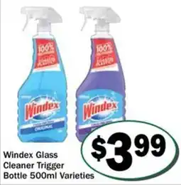 Friendly Grocer Windex Glass Cleaner Trigger Bottle 500ml Varieties offer