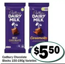Friendly Grocer Cadbury Chocolate Blocks Varieties offer