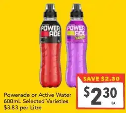 Supa Valu Powerade or Active Water offer