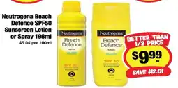 CORNETTS Neutrogena Beach Defence SPF50 Sunscreen Lotion or Spray offer